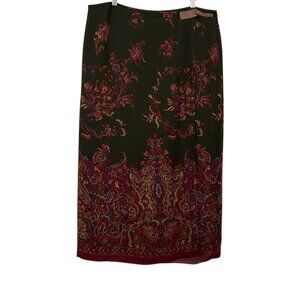 Lauren Ralph Lauren Olive Green Floral Wool Blend Skirt (16)